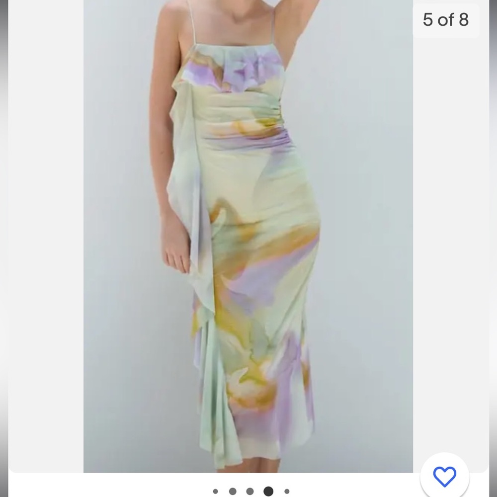 Green purple Tie dye tulle Zara summer dress